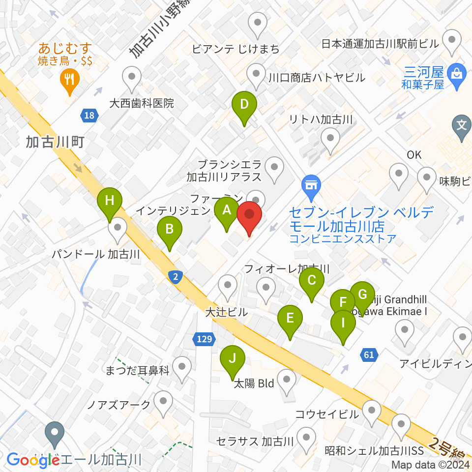 ヤマハミュージック 加古川センター周辺の駐車場・コインパーキング一覧地図