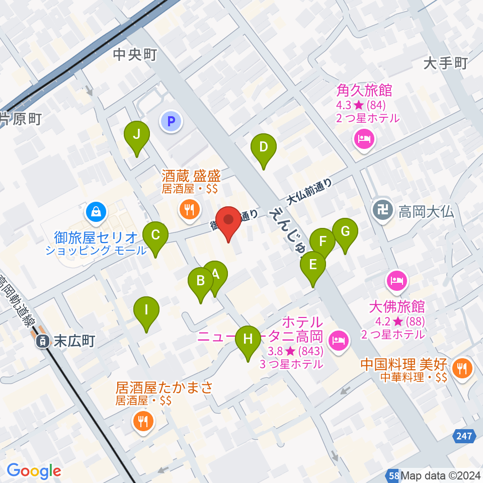 御旅屋座周辺の駐車場・コインパーキング一覧地図