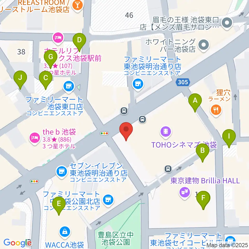 TOHOシネマズ池袋周辺の駐車場・コインパーキング一覧地図
