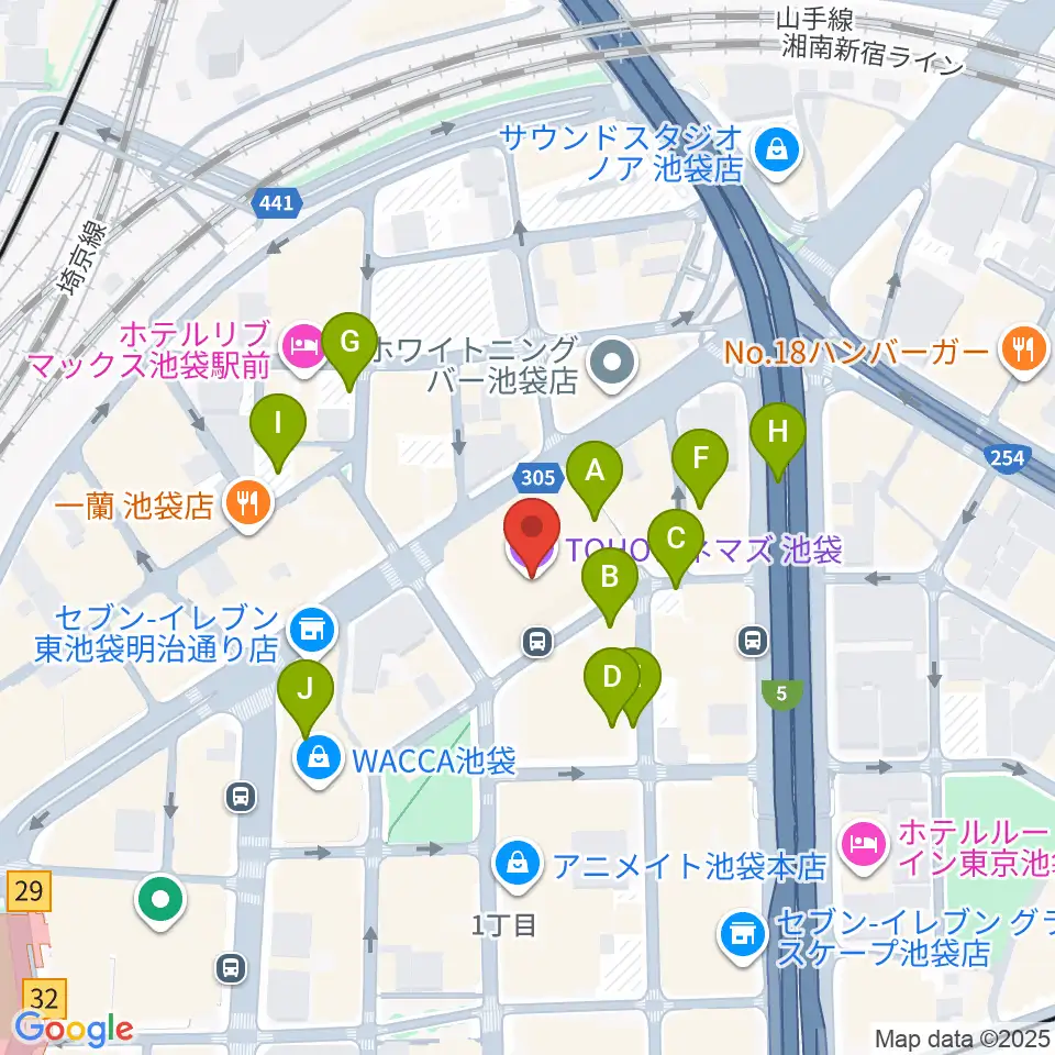TOHOシネマズ池袋周辺の駐車場・コインパーキング一覧地図