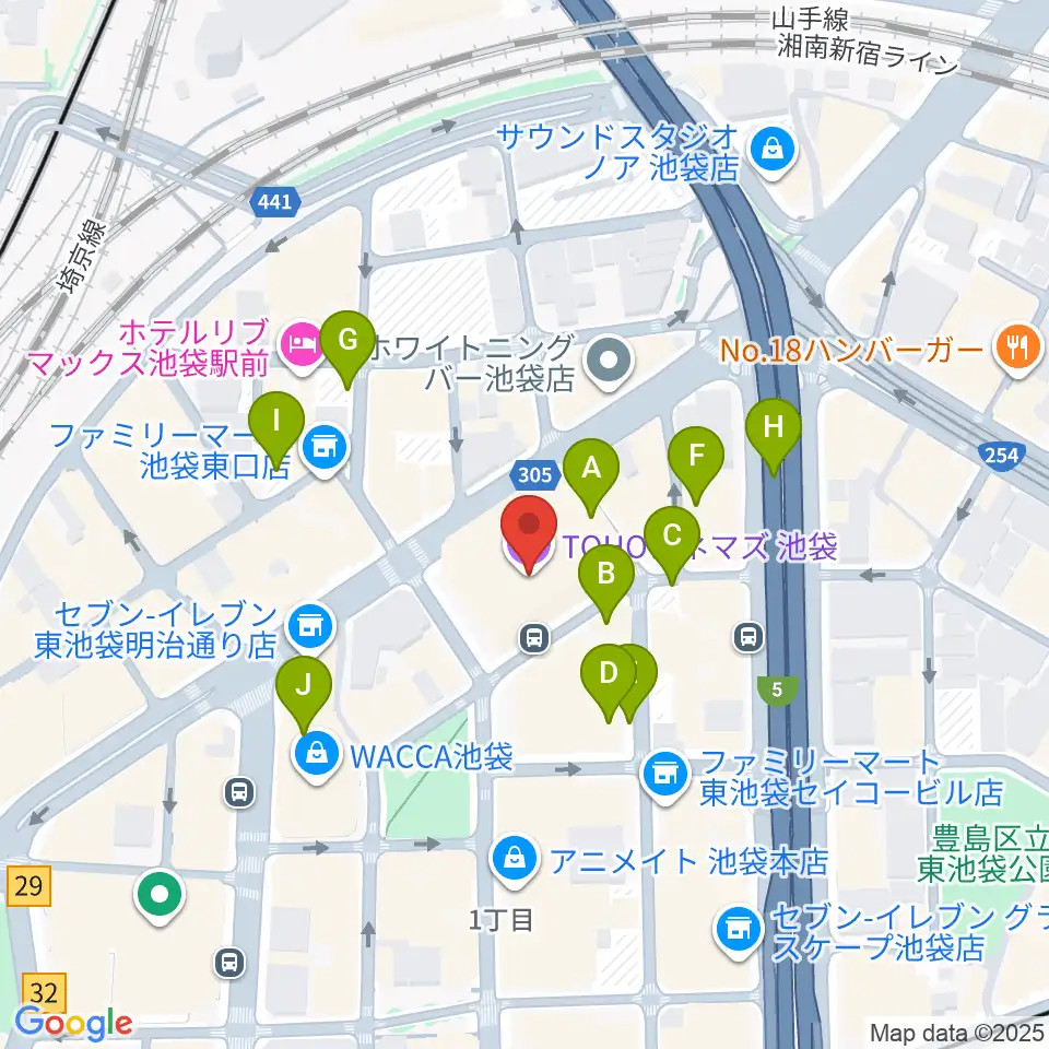 TOHOシネマズ池袋周辺の駐車場・コインパーキング一覧地図