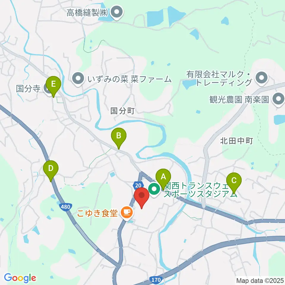 関西トランスウェイスポーツスタジアム野球場周辺の駐車場・コインパーキング一覧地図
