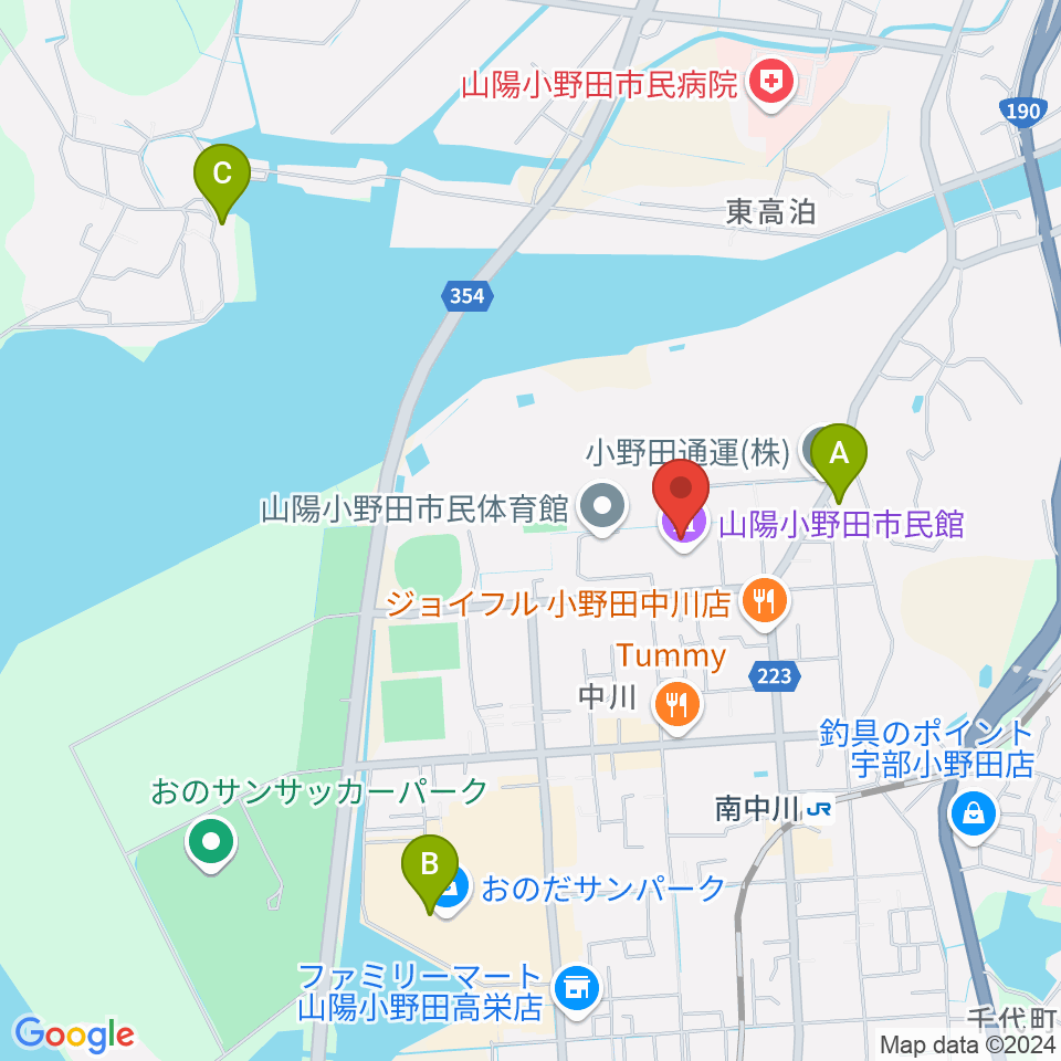 山陽小野田市民館周辺の駐車場・コインパーキング一覧地図