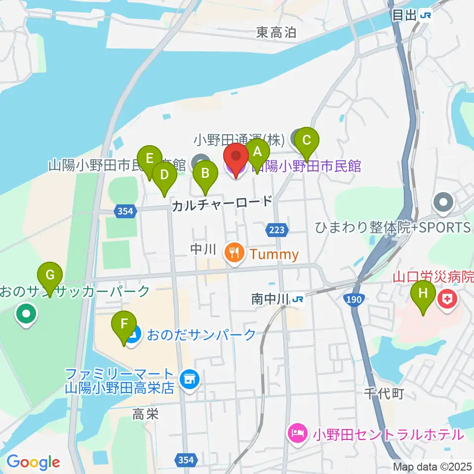 山陽小野田市民館周辺の駐車場・コインパーキング一覧地図