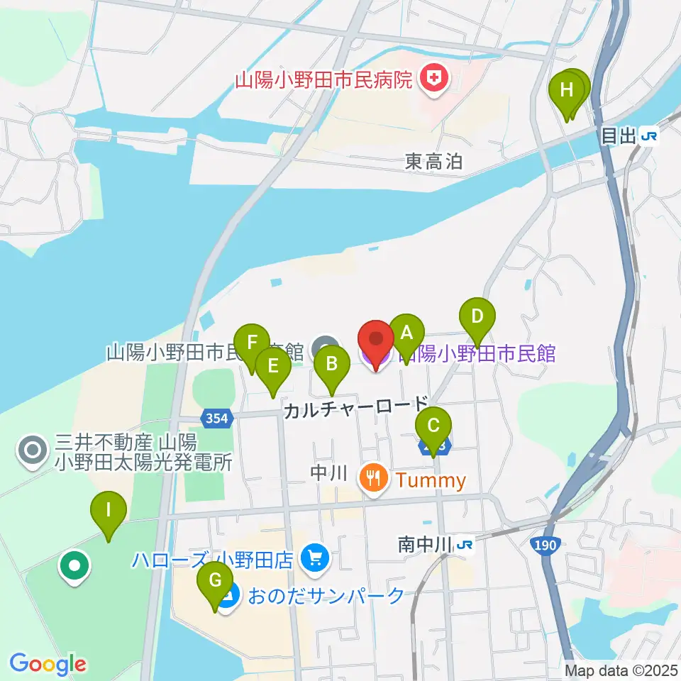 山陽小野田市民館周辺の駐車場・コインパーキング一覧地図