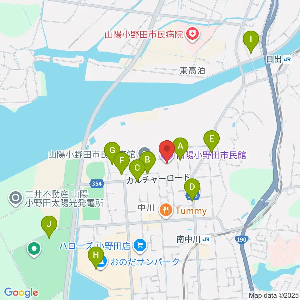 山陽小野田市民館周辺の駐車場・コインパーキング一覧地図