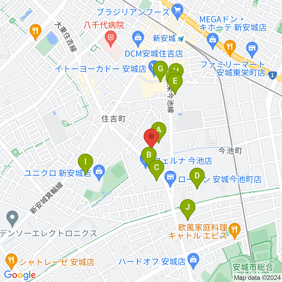 ボーカル教室かのん アンディ安城校周辺の駐車場・コインパーキング一覧地図