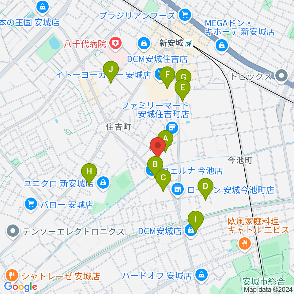 ボーカル教室かのん アンディ安城校周辺の駐車場・コインパーキング一覧地図