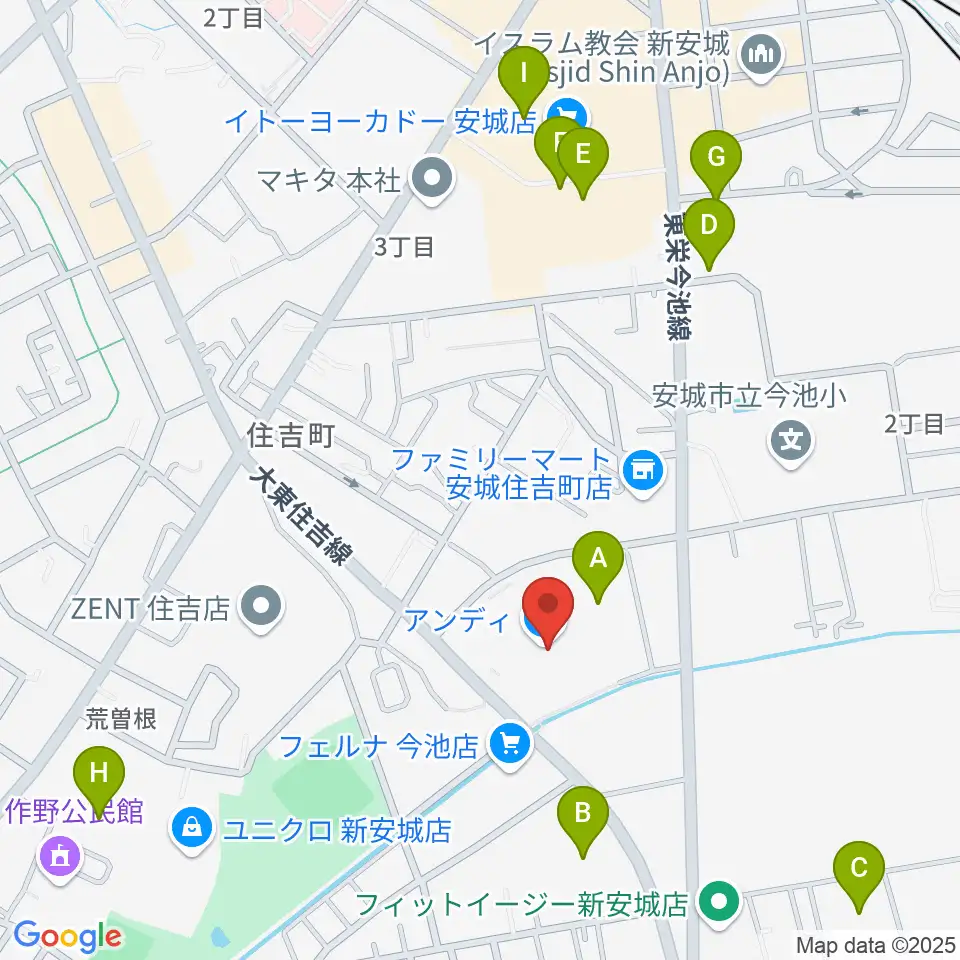 ボーカル教室かのん アンディ安城校周辺の駐車場・コインパーキング一覧地図