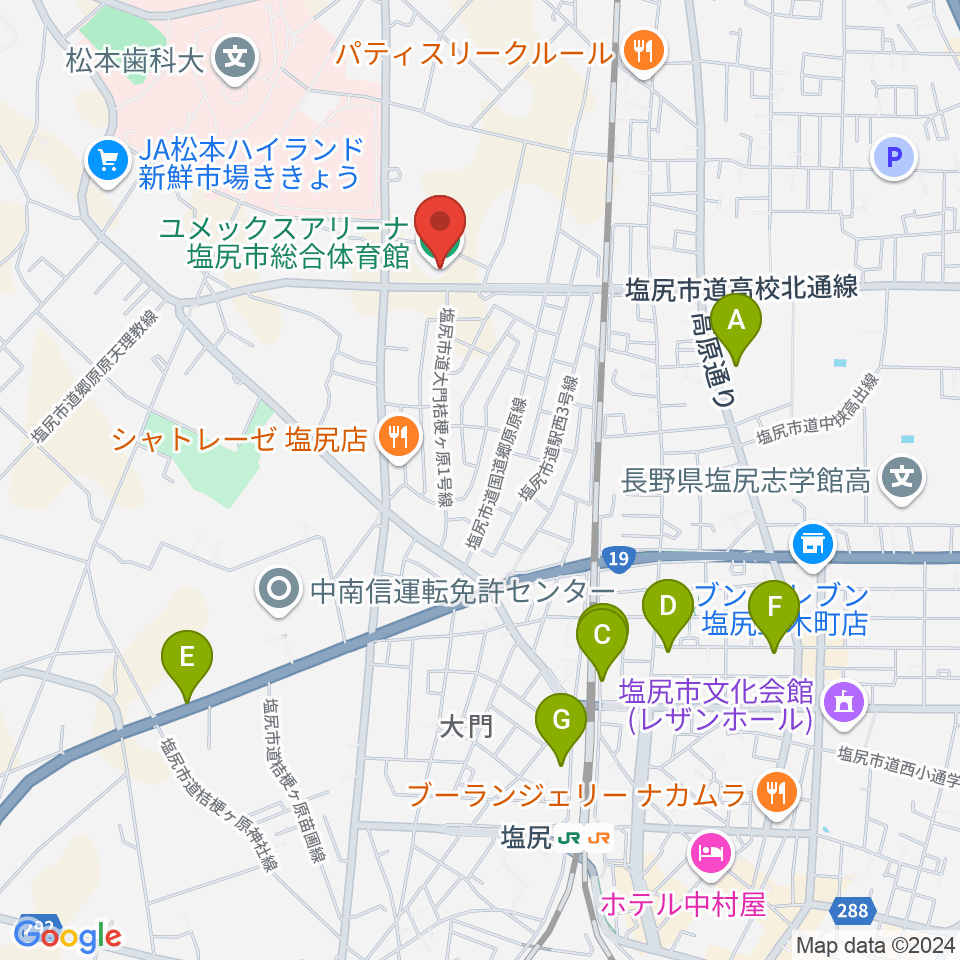 ユメックスアリーナ周辺の駐車場・コインパーキング一覧地図