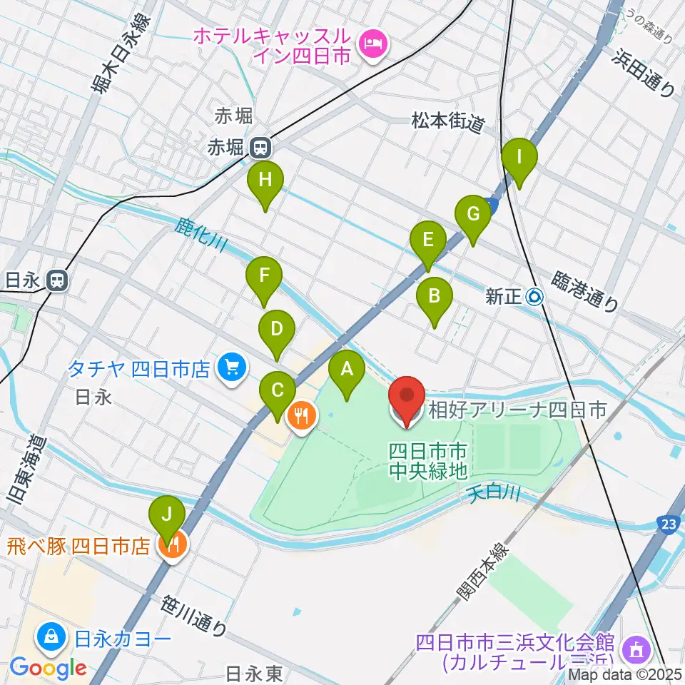 四日市市総合体育館 周辺の駐車場 コインパーキング一覧マップ
