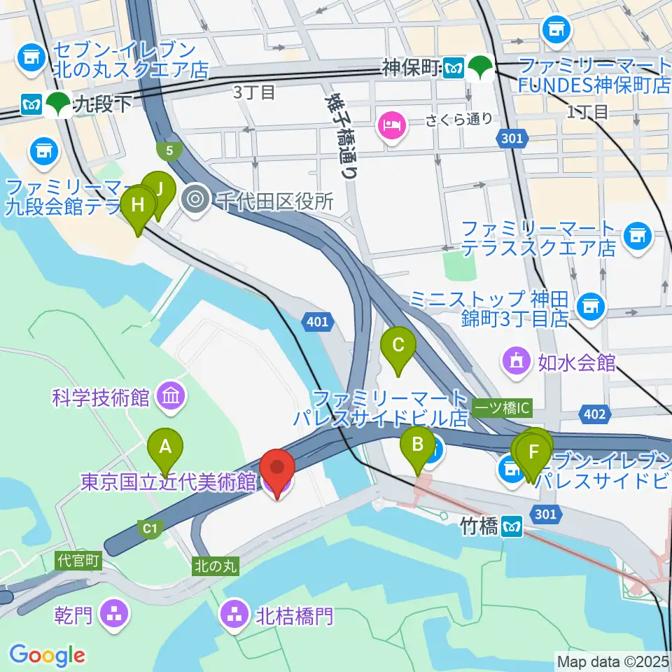 東京国立近代美術館周辺の駐車場・コインパーキング一覧地図