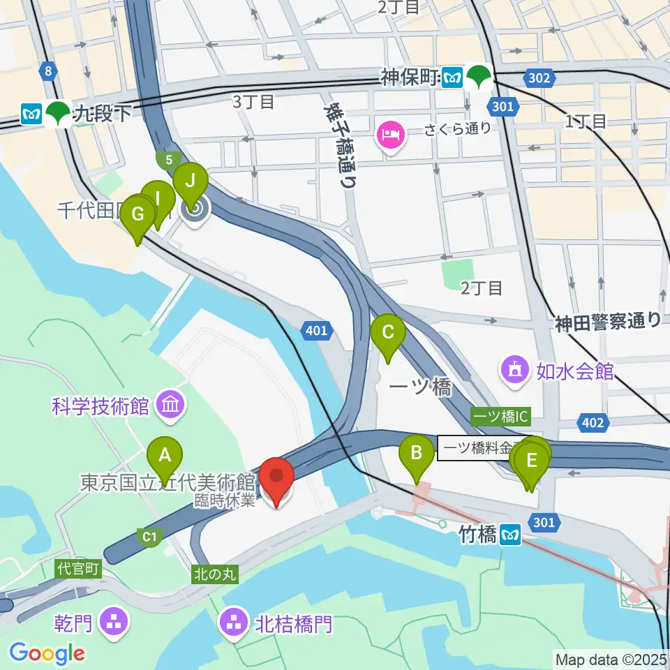 東京国立近代美術館周辺の駐車場・コインパーキング一覧地図