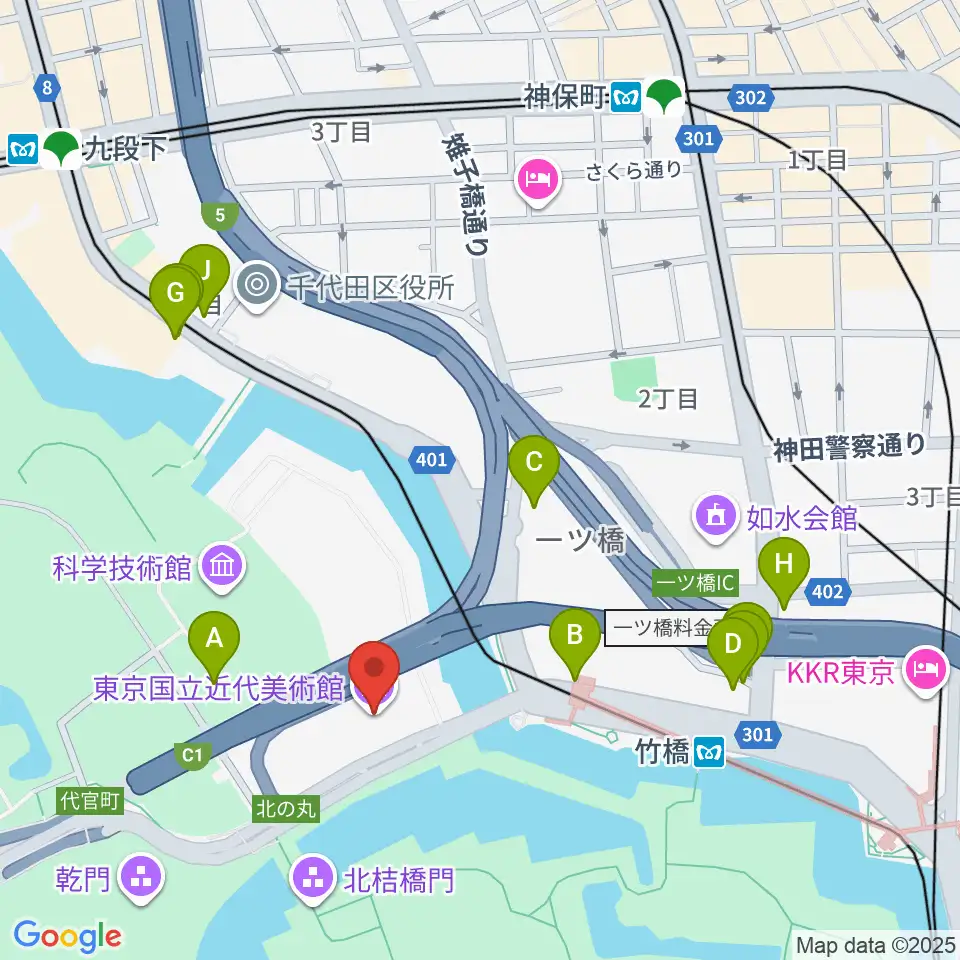 東京国立近代美術館周辺の駐車場・コインパーキング一覧地図