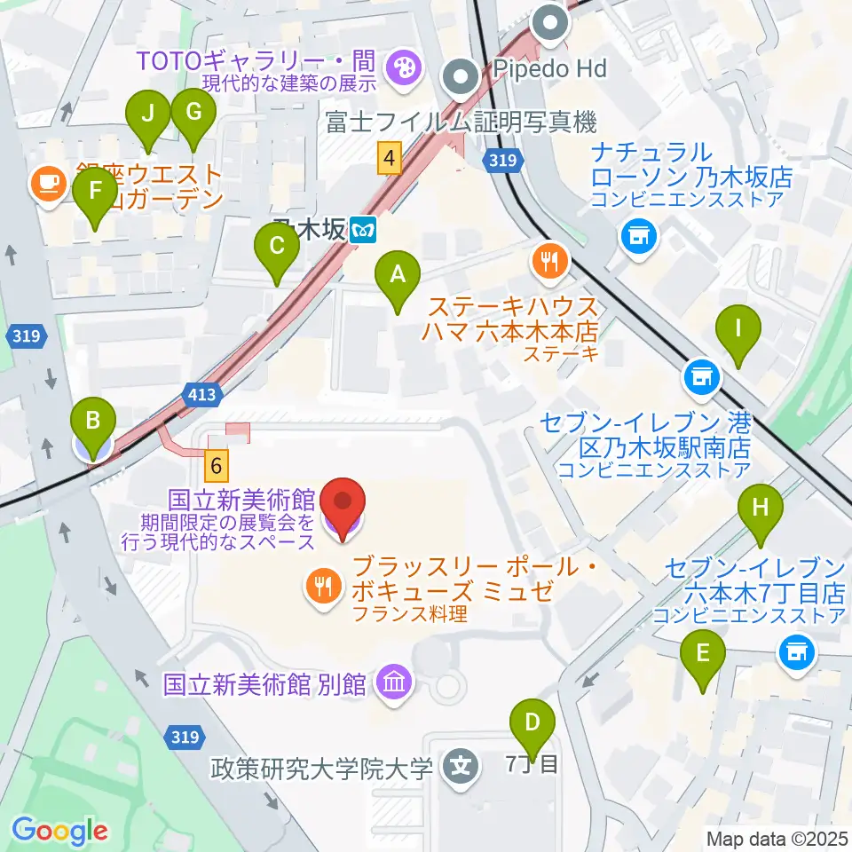 国立新美術館周辺の駐車場・コインパーキング一覧地図