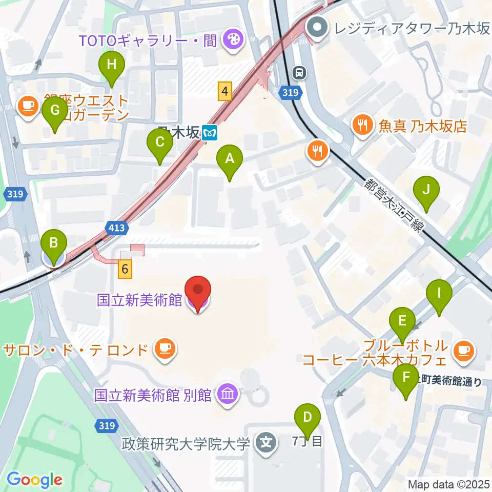 国立新美術館周辺の駐車場・コインパーキング一覧地図