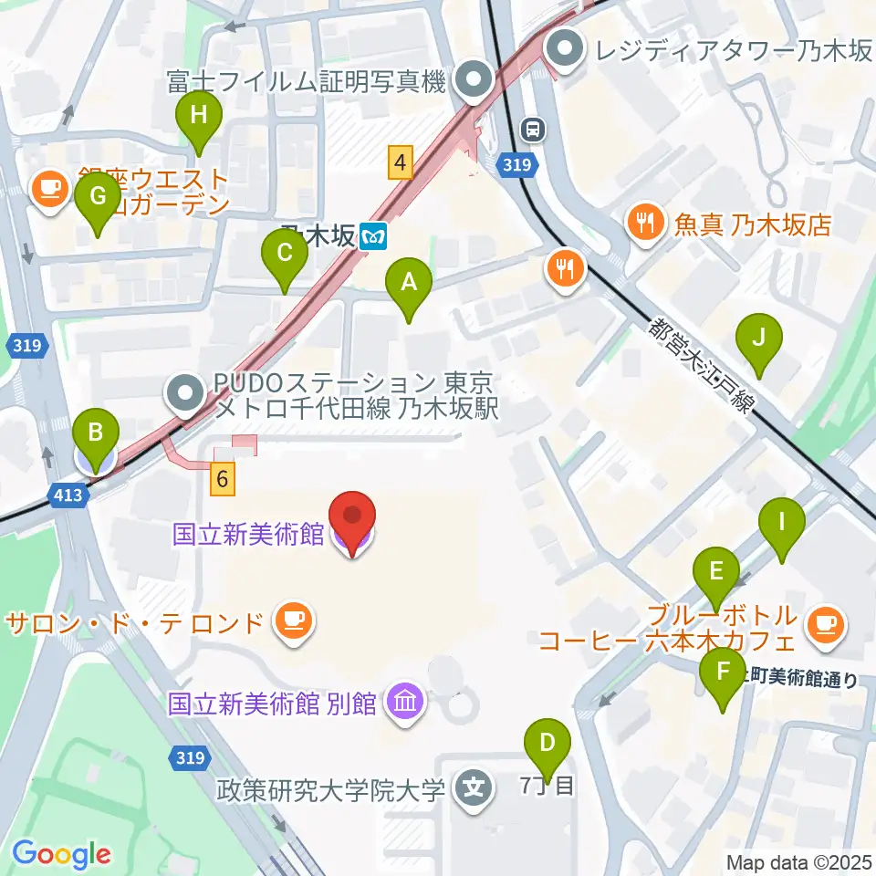 国立新美術館周辺の駐車場・コインパーキング一覧地図