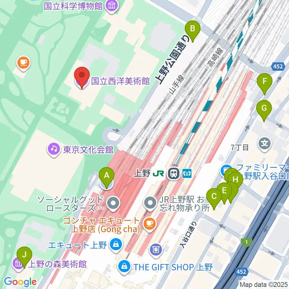 国立西洋美術館周辺の駐車場・コインパーキング一覧地図