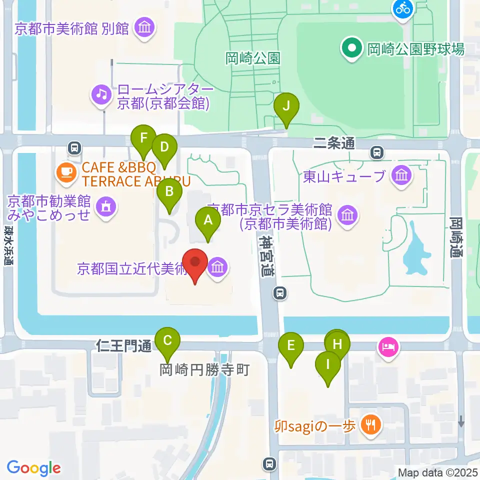京都国立近代美術館周辺の駐車場・コインパーキング一覧地図