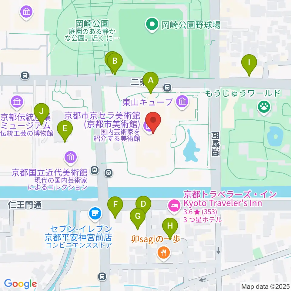京都市京セラ美術館周辺の駐車場・コインパーキング一覧地図