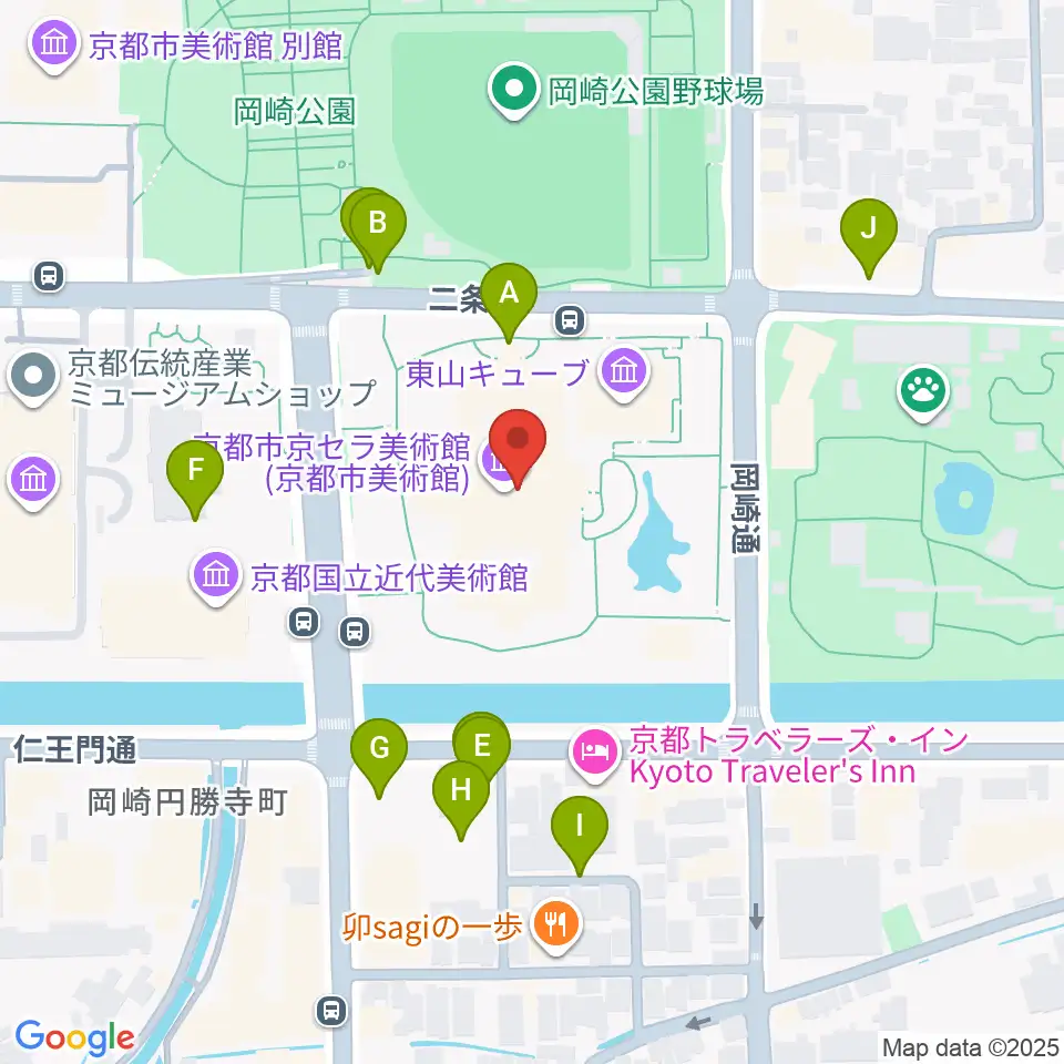 京都市京セラ美術館周辺の駐車場・コインパーキング一覧地図