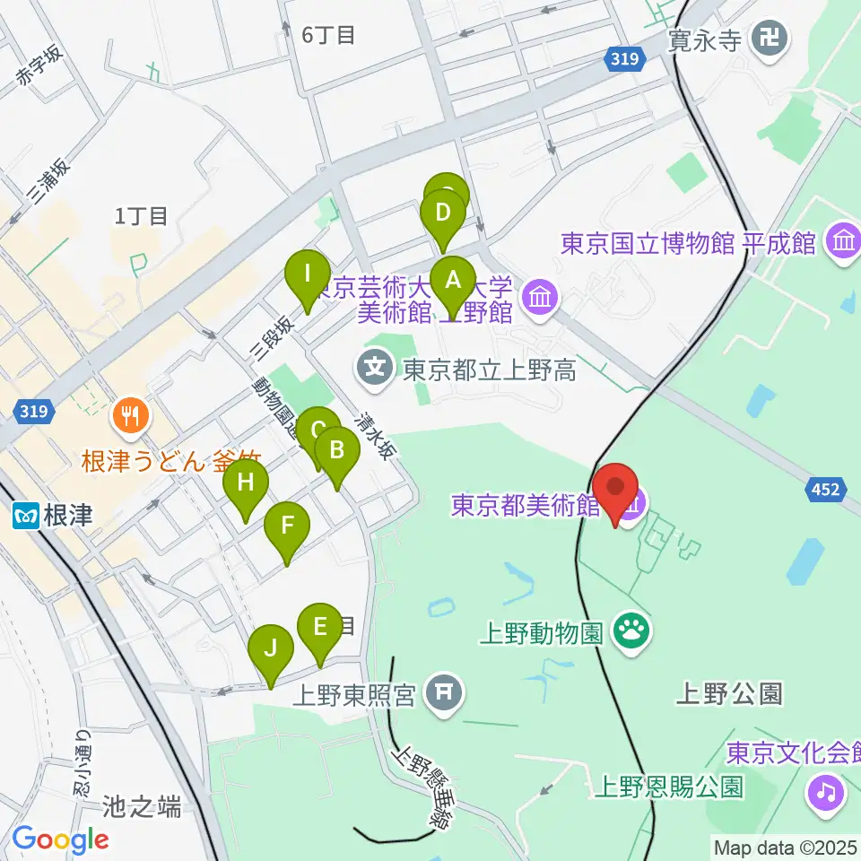 東京都美術館周辺の駐車場・コインパーキング一覧地図