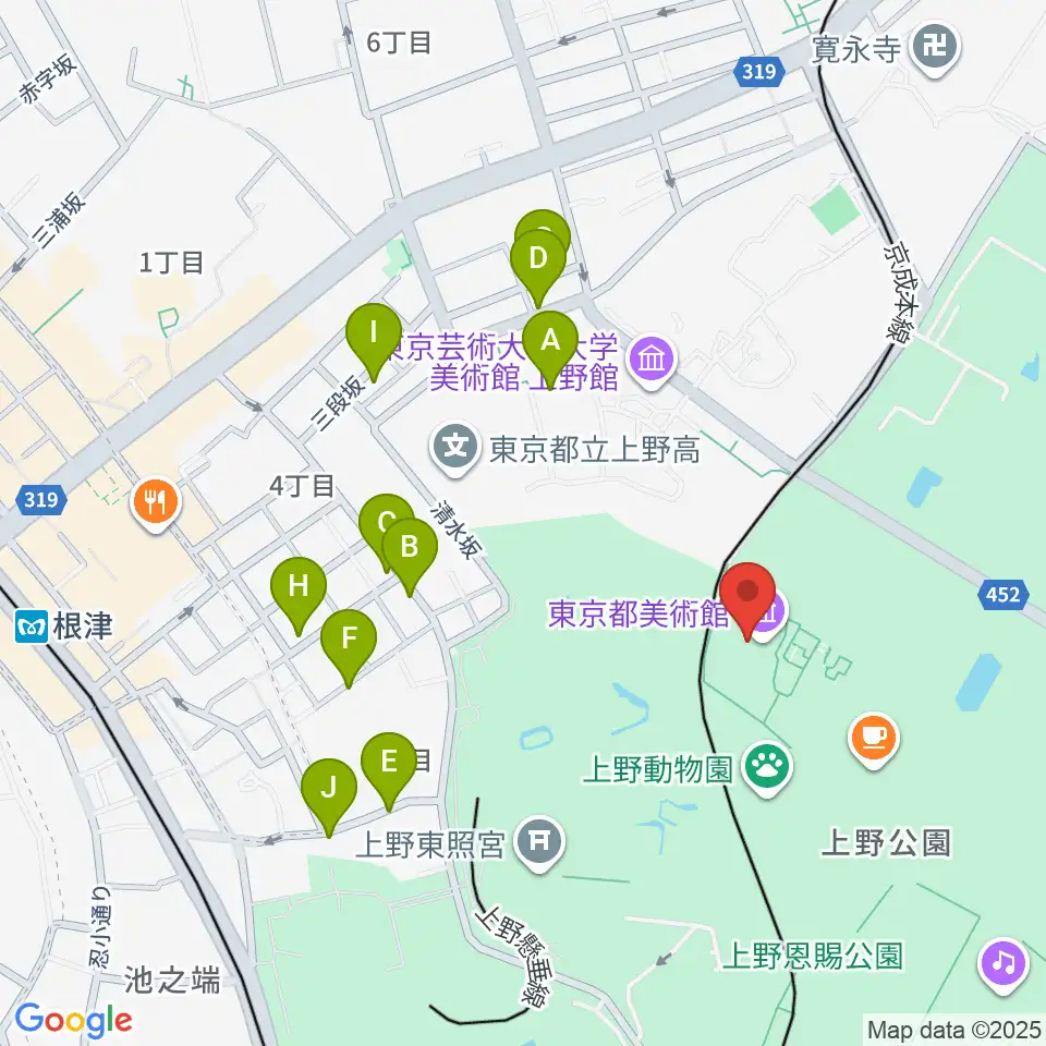 東京都美術館周辺の駐車場・コインパーキング一覧地図