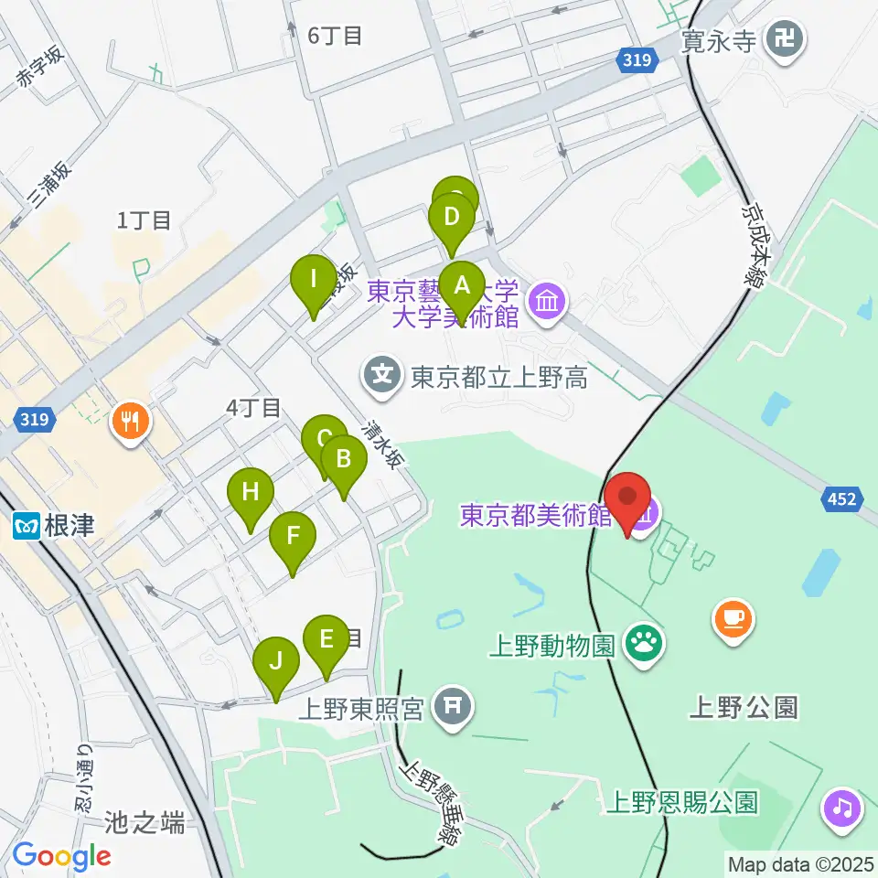 東京都美術館周辺の駐車場・コインパーキング一覧地図