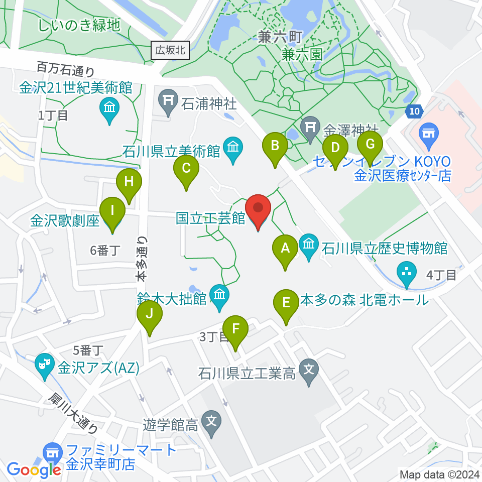 国立工芸館周辺の駐車場・コインパーキング一覧地図