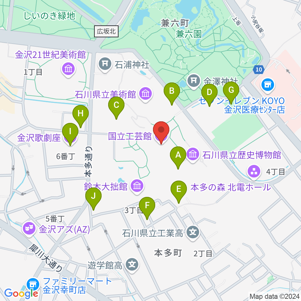 国立工芸館周辺の駐車場・コインパーキング一覧地図