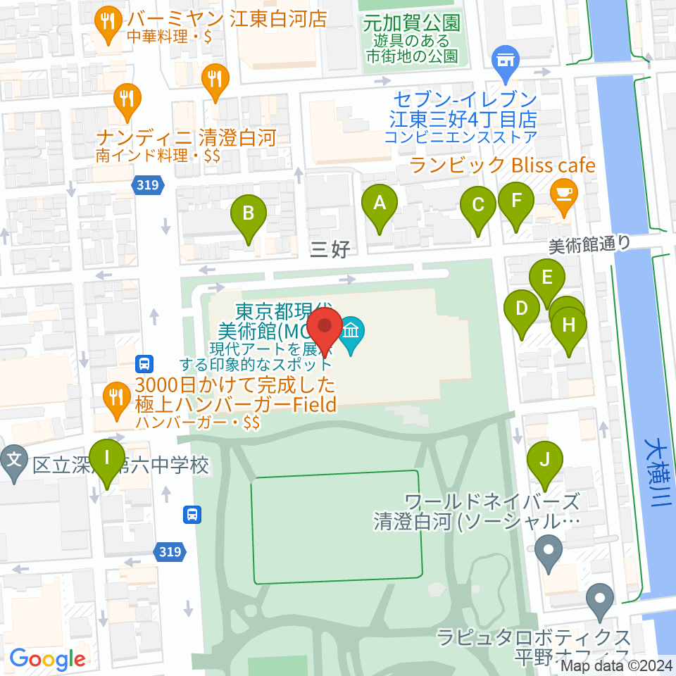 東京都現代美術館（MOT）周辺の駐車場・コインパーキング一覧地図