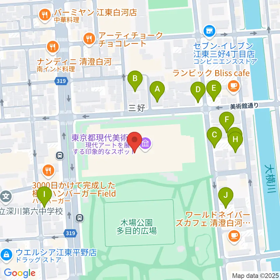 東京都現代美術館(MOT)周辺の駐車場・コインパーキング一覧地図