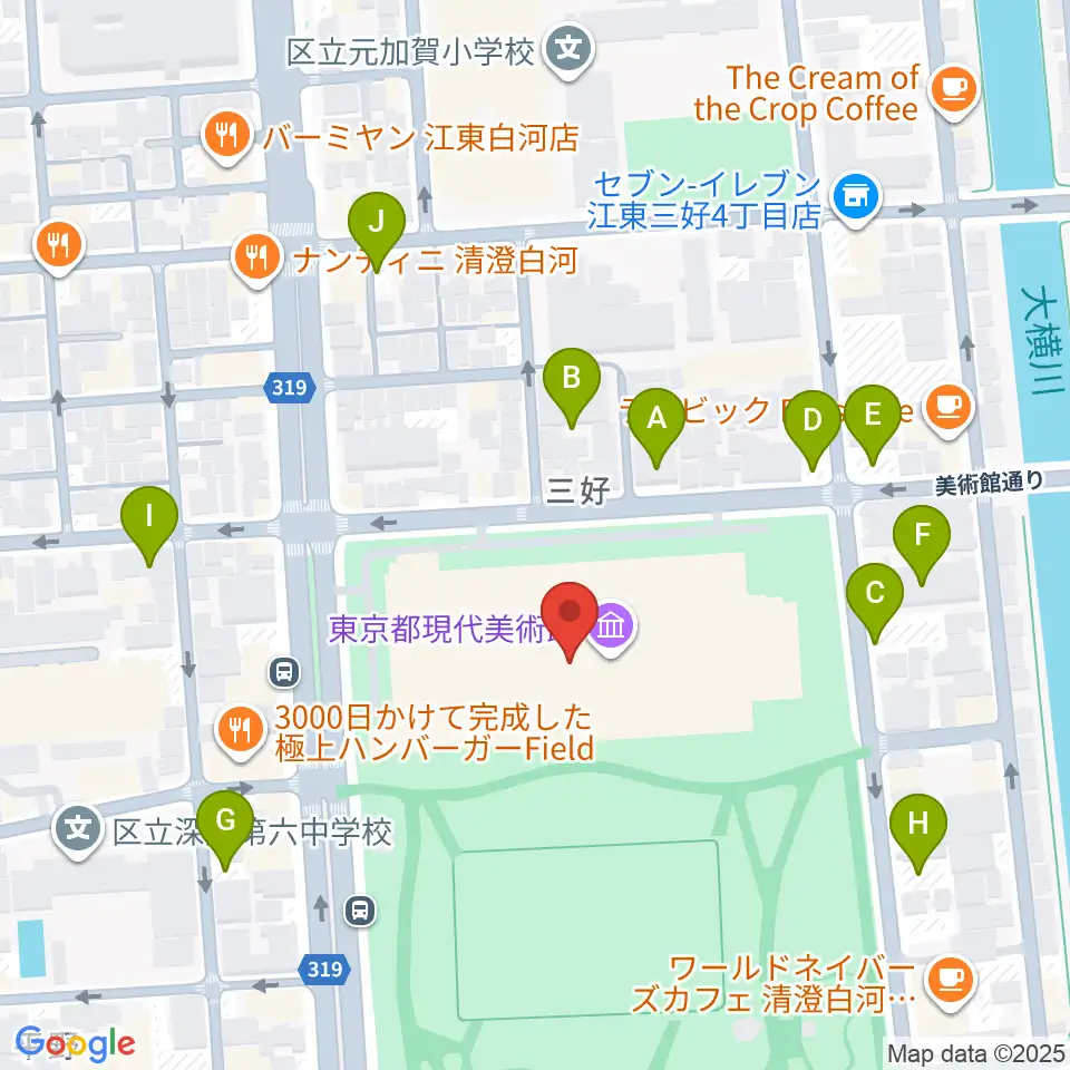 東京都現代美術館（MOT）周辺の駐車場・コインパーキング一覧地図