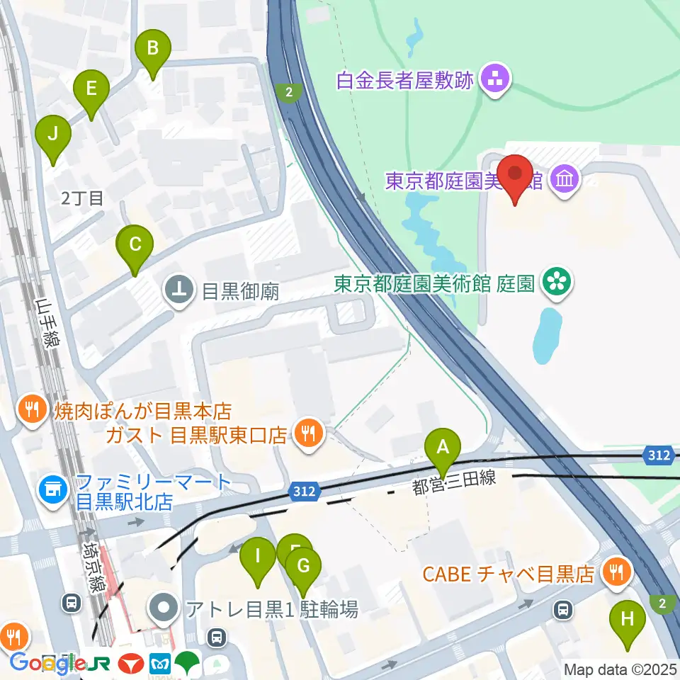 東京都庭園美術館周辺の駐車場・コインパーキング一覧地図
