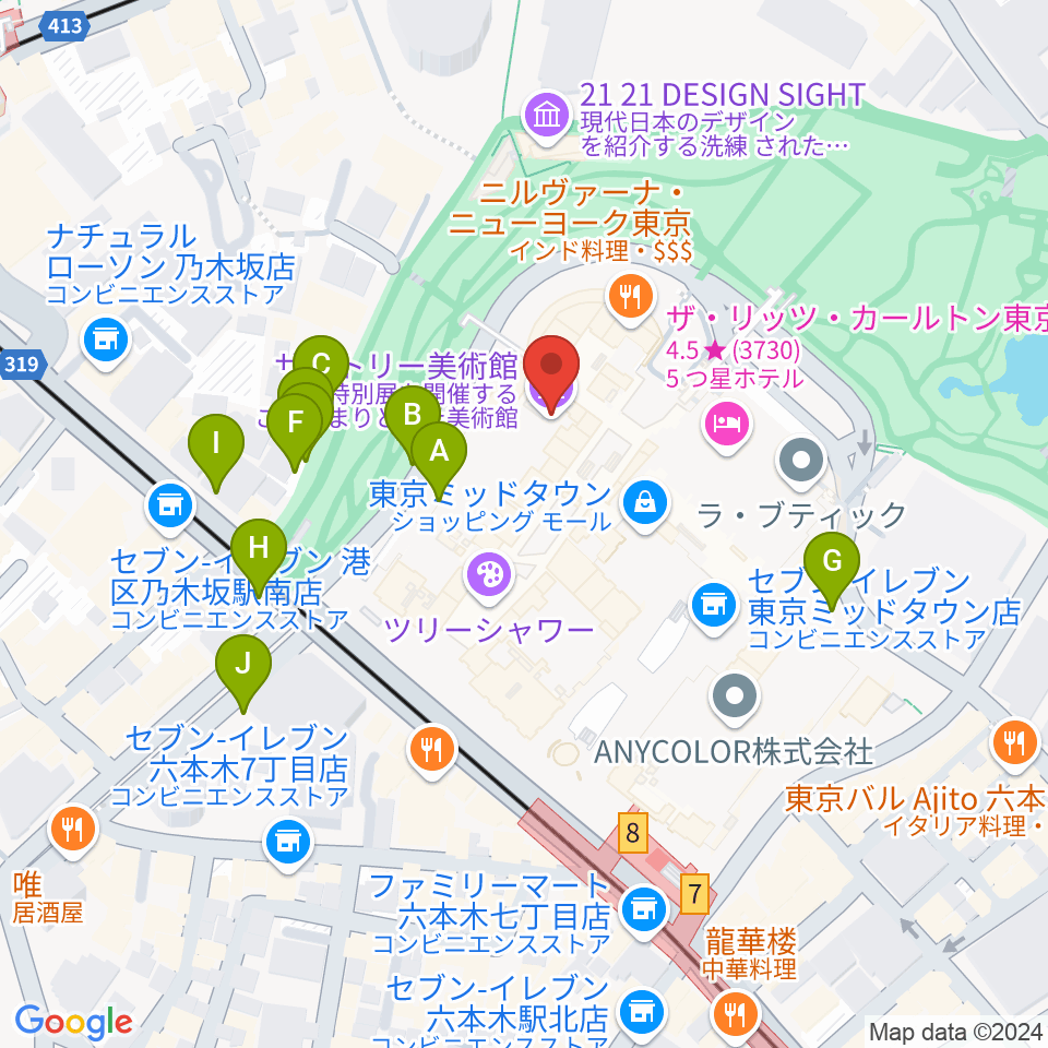 サントリー美術館周辺の駐車場・コインパーキング一覧地図