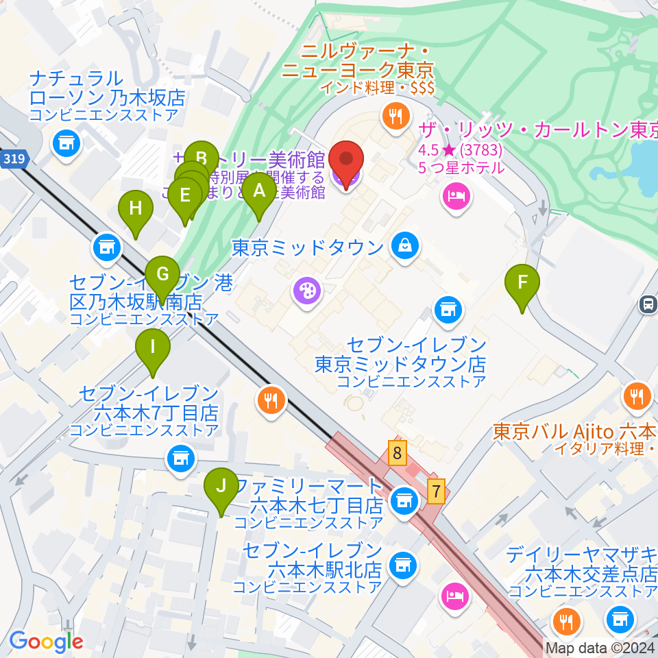 サントリー美術館周辺の駐車場・コインパーキング一覧地図