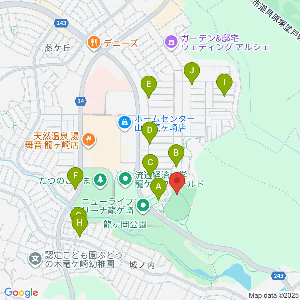 TOKIWAスタジアム龍ケ崎周辺の駐車場・コインパーキング一覧地図