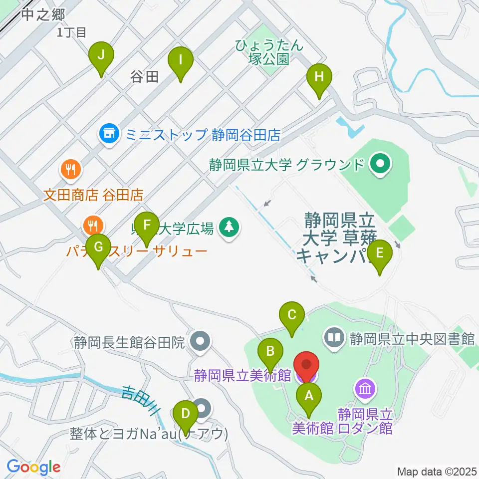静岡県立美術館周辺の駐車場・コインパーキング一覧地図