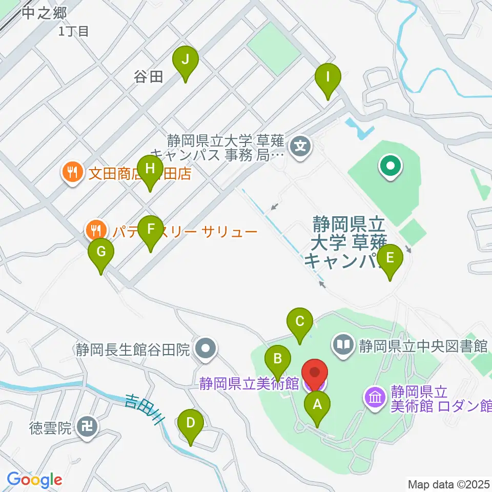 静岡県立美術館周辺の駐車場・コインパーキング一覧地図
