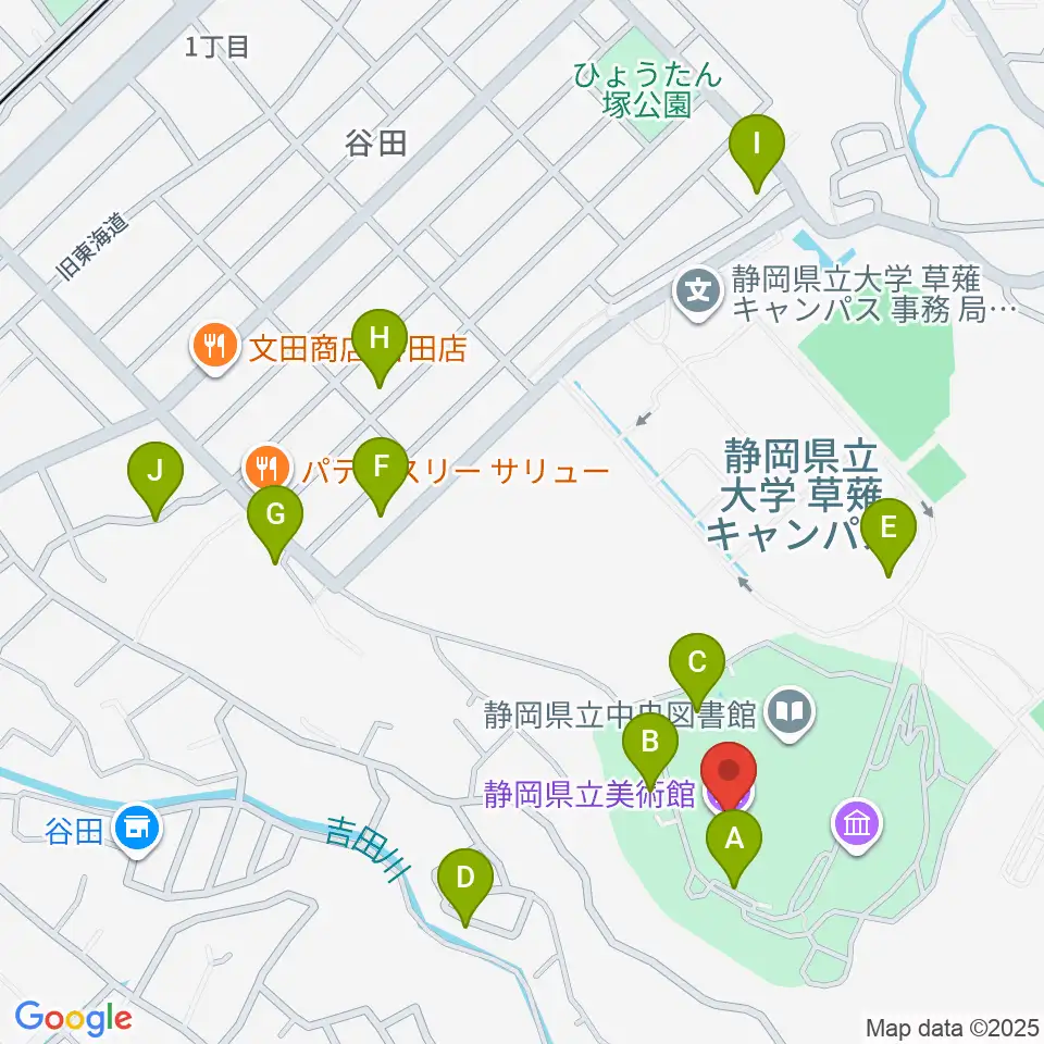 静岡県立美術館周辺の駐車場・コインパーキング一覧地図