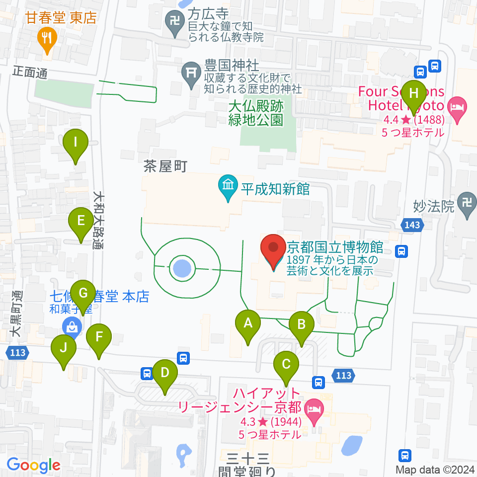 京都国立博物館周辺の駐車場・コインパーキング一覧地図