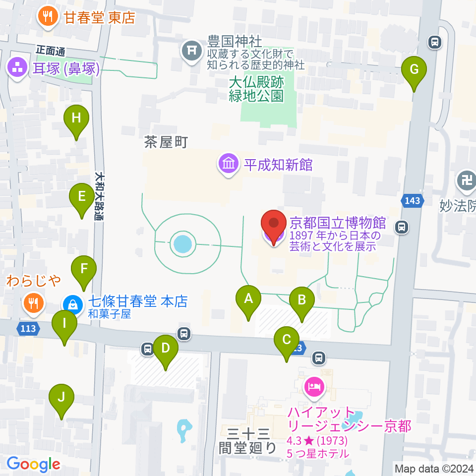 京都国立博物館周辺の駐車場・コインパーキング一覧地図