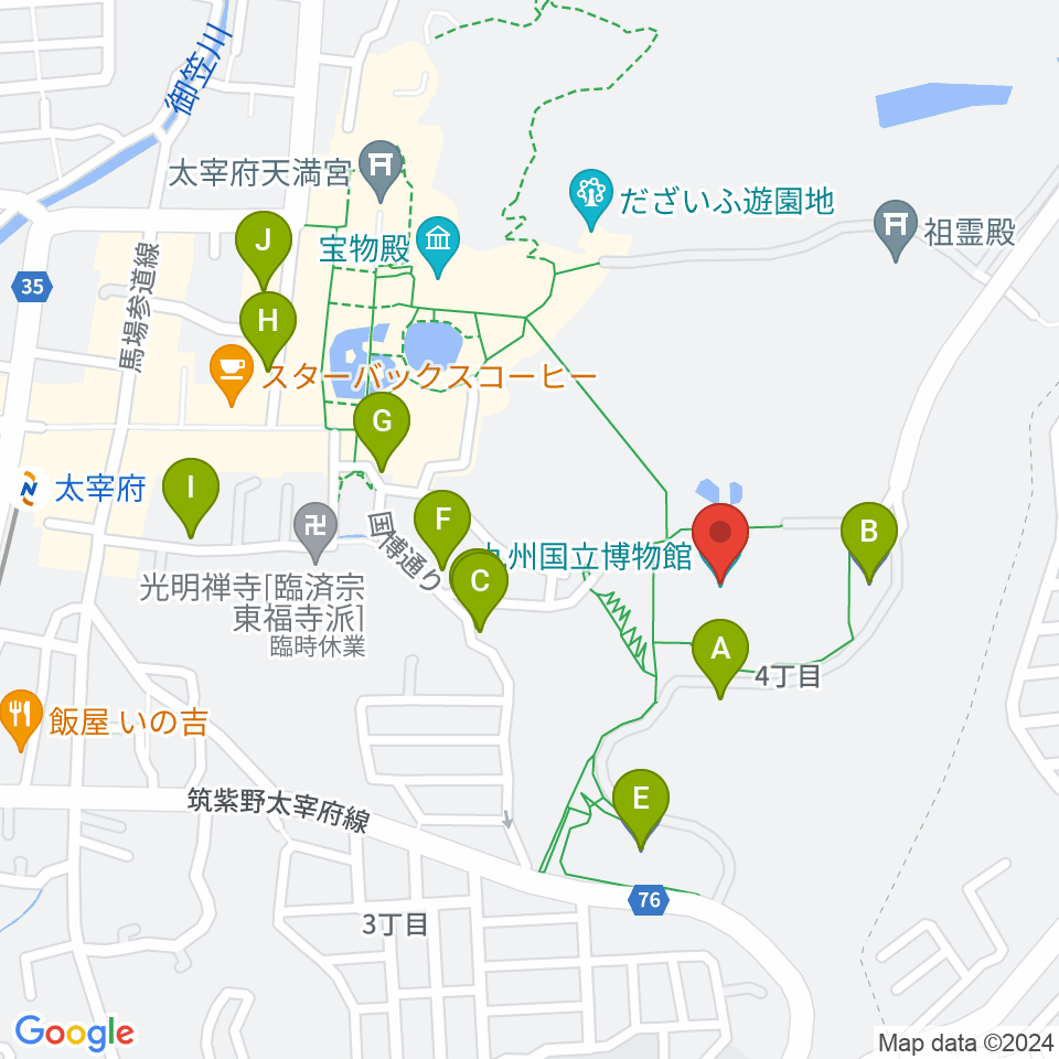 九州国立博物館周辺の駐車場・コインパーキング一覧地図