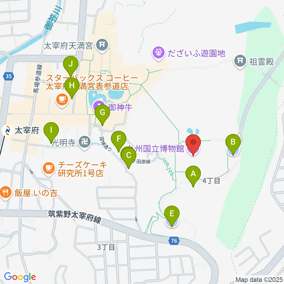 九州国立博物館周辺の駐車場・コインパーキング一覧地図