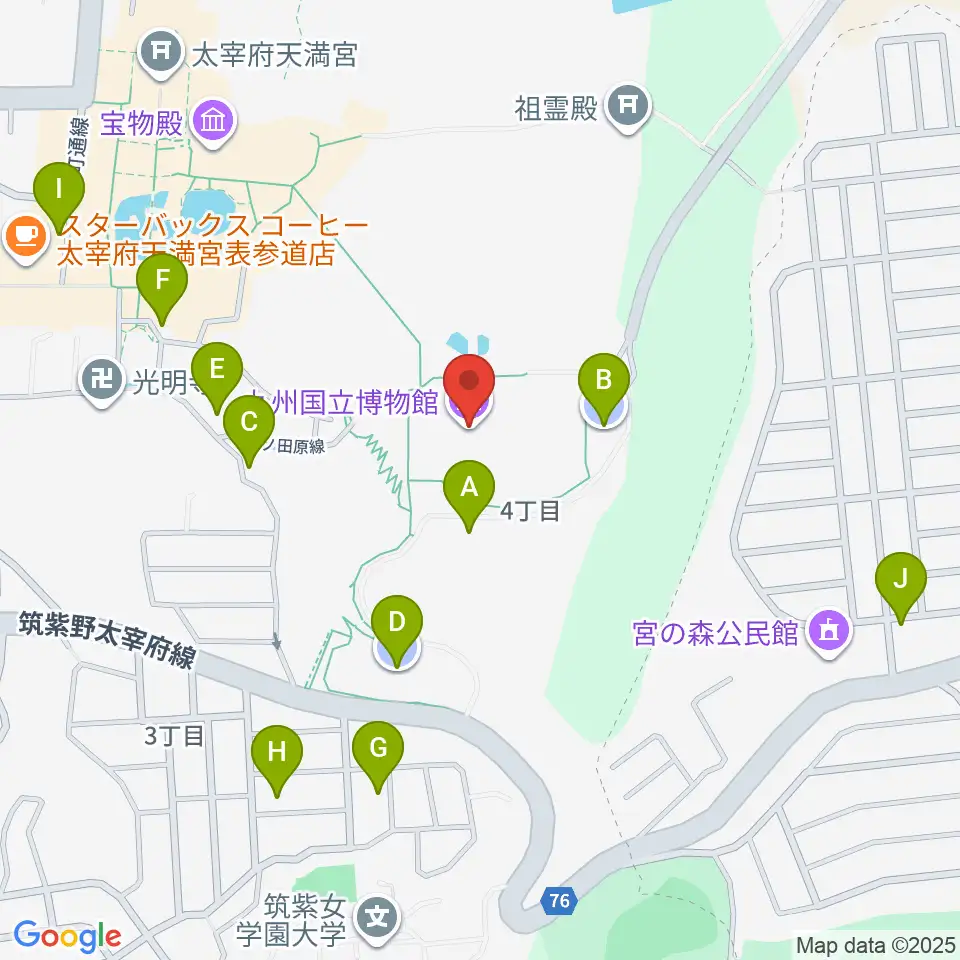 九州国立博物館周辺の駐車場・コインパーキング一覧地図