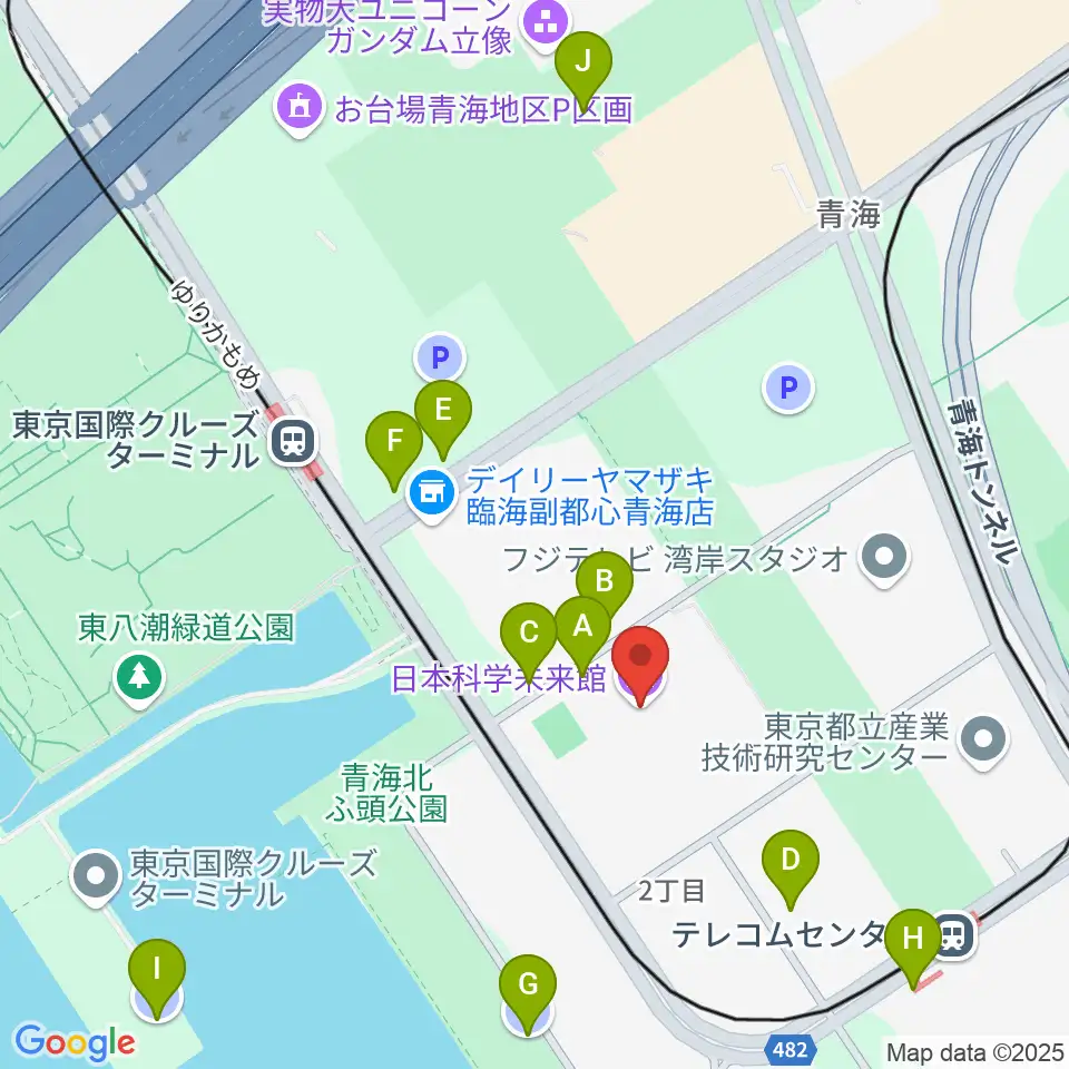 日本科学未来館周辺の駐車場・コインパーキング一覧地図