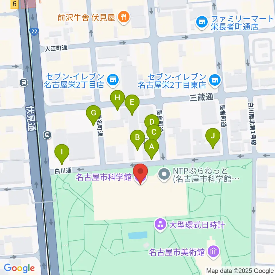 名古屋市科学館周辺の駐車場・コインパーキング一覧地図