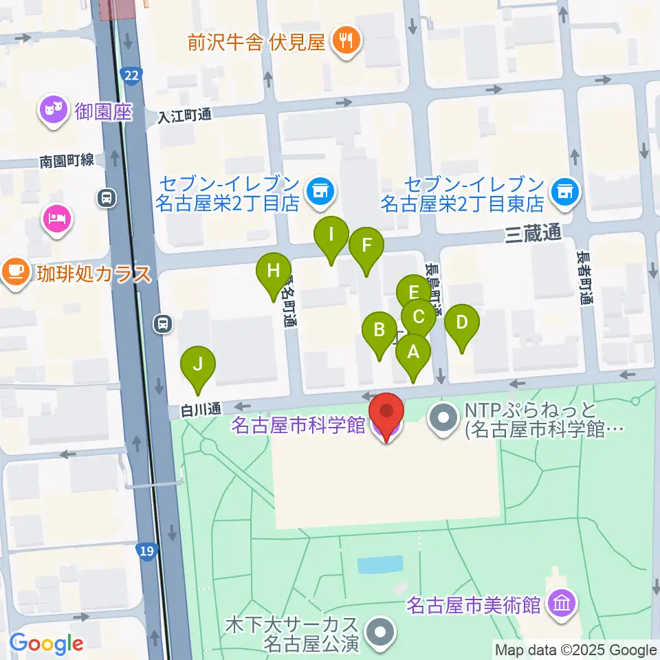 名古屋市科学館周辺の駐車場・コインパーキング一覧地図