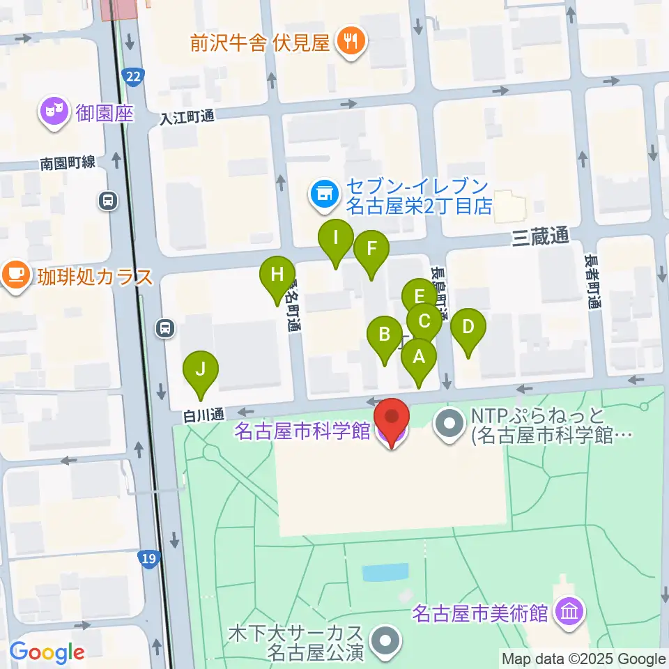 名古屋市科学館周辺の駐車場・コインパーキング一覧地図