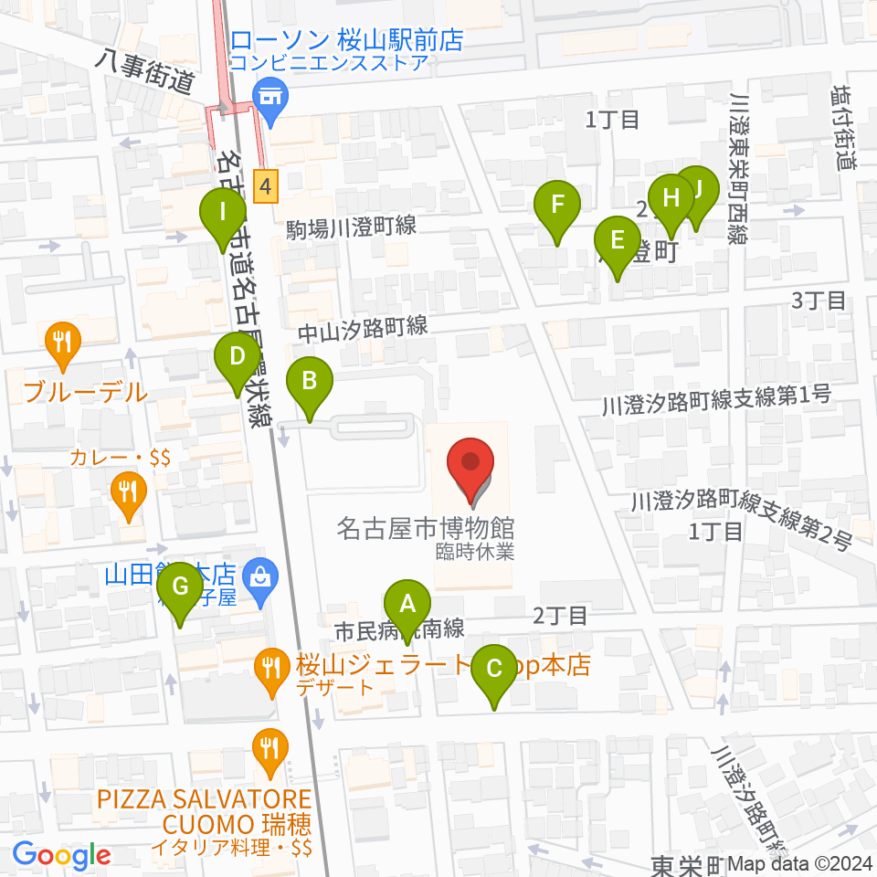 名古屋市博物館周辺の駐車場・コインパーキング一覧地図